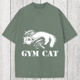 Tokyosol Cat Pumping Iron At The Gym Washed T-Shirt