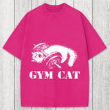 Tokyosol Cat Pumping Iron At The Gym Washed T-Shirt