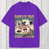 Tokyosol Dream Big Fart Loud Funny Cat Meme Washed T-Shirt