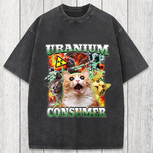 Tokyosol Uranium Consumer Funny Cat Dank Memes Washed T-Shirt