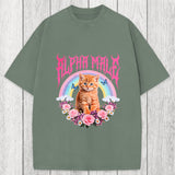 Tokyosol Alpha Male Funny Kitten Washed T-Shirt