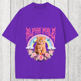 Tokyosol Alpha Male Funny Kitten Washed T-Shirt