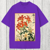 Tokyosol Red And White Lilies Washed T-Shirt