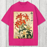 Tokyosol Red And White Lilies Washed T-Shirt