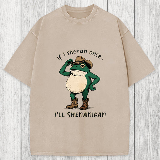 Tokyosol If I Shenan Once Funny Frog Washed T-Shirt