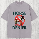 Tokyosol Funny Star-Spangled Cowboy Horse Denier Washed T-Shirt