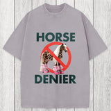 Tokyosol Funny Leopard Diva Horse Denier Washed T-Shirt