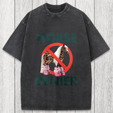Tokyosol Funny Leopard Diva Horse Denier Washed T-Shirt