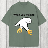 Tokyosol When You Walking Cursed Cat Meme Washed T-Shirt