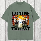 Tokyosol Lactose Tolerant Funny Trending Meme Washed T-Shirt