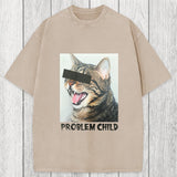 Tokyosol Problem Child Cat Washed T-Shirt