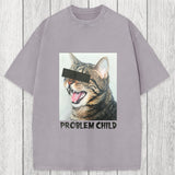 Tokyosol Problem Child Cat Washed T-Shirt