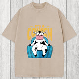 Tokyosol Its A Cowch Funny Cow Washed T-Shirt