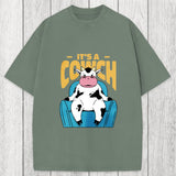 Tokyosol Its A Cowch Funny Cow Washed T-Shirt