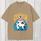 Tokyosol Its A Cowch Funny Cow Washed T-Shirt
