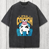 Tokyosol Its A Cowch Funny Cow Washed T-Shirt