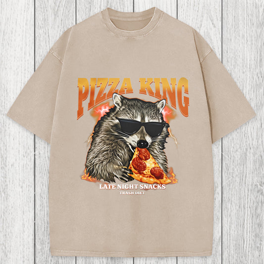 Tokyosol Raccoon Pizza King Washed T-Shirt