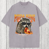 Tokyosol Raccoon Pizza King Washed T-Shirt
