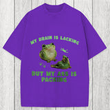 Tokyosol My Brain Is Lacking Funny Frog Meme Washed T-Shirt