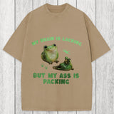 Tokyosol My Brain Is Lacking Funny Frog Meme Washed T-Shirt