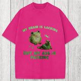 Tokyosol My Brain Is Lacking Funny Frog Meme Washed T-Shirt