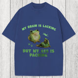 Tokyosol My Brain Is Lacking Funny Frog Meme Washed T-Shirt