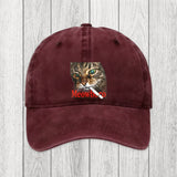 Tokyosol Funny Smoking Cat Meme Washed Cap