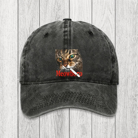 Tokyosol Funny Smoking Cat Meme Washed Cap