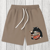 Tokyosol Fat Cat Eating Ramen Washed Shorts