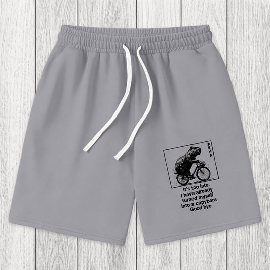 Tokyosol Funny Capybara Riding A Bicycle Washed Shorts
