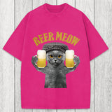 Tokyosol Funny Cat Drinking Or Serving Beer Washed T-Shirt