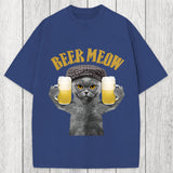 Tokyosol Funny Cat Drinking Or Serving Beer Washed T-Shirt