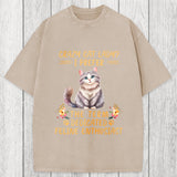 Tokyosol Funny Sarcastic Cat Lady Washed T-Shirt