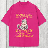 Tokyosol Funny Sarcastic Cat Lady Washed T-Shirt