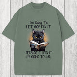 Tokyosol Funny Sarcastic Black Cat Washed T-Shirt
