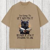 Tokyosol Funny Sarcastic Black Cat Washed T-Shirt