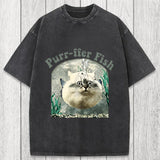 Tokyosol Purr-ffer Fish Cat Washed T-Shirt