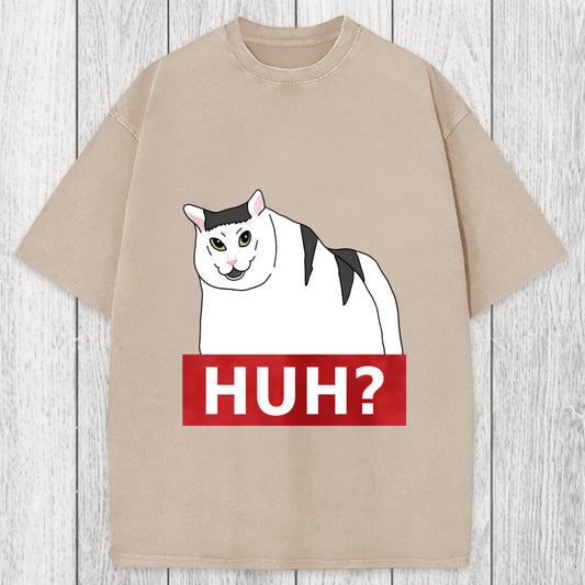 Tokyosol Huh Cat Meme Washed T-Shirt