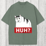 Tokyosol Huh Cat Meme Washed T-Shirt