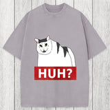 Tokyosol Huh Cat Meme Washed T-Shirt
