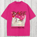 Tokyosol Rage Consumes Me Funny Cat Meme Washed T-Shirt