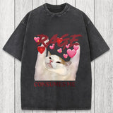 Tokyosol Rage Consumes Me Funny Cat Meme Washed T-Shirt