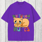 Tokyosol My Tummy Hurts Cat Washed T-Shirt