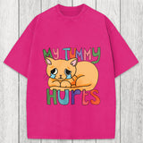 Tokyosol My Tummy Hurts Cat Washed T-Shirt