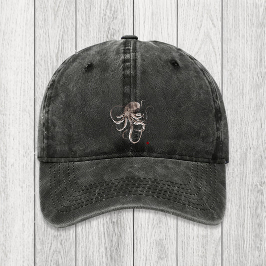 Tokyosol Octopus Japanese Calligraphy Washed Cap