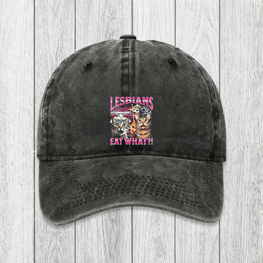 Tokyosol Lesbians Eat What?! Funny Washed Cap