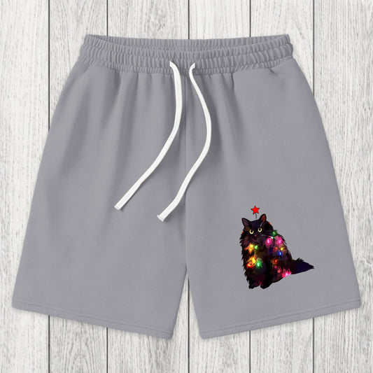 Tokyosol Christmas Lights Cat Washed Shorts