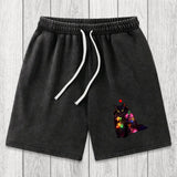 Tokyosol Christmas Lights Cat Washed Shorts