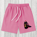 Tokyosol Christmas Lights Cat Washed Shorts