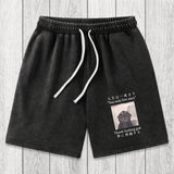 Tokyosol Funny Melancholy Cat Washed Shorts